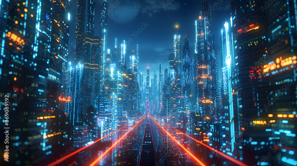 Poster the concept of high-speed internet connection visualized as glowing cable webs sending digital data 