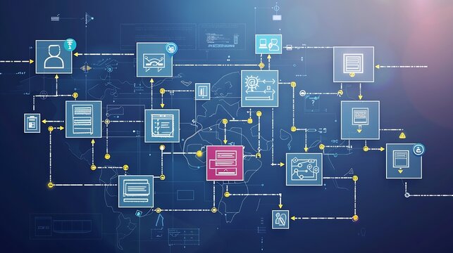 Software development flowchart diagram showing branching merging pull request commit master development and release version process workflow for business Distributed version control Gi : Generative AI
