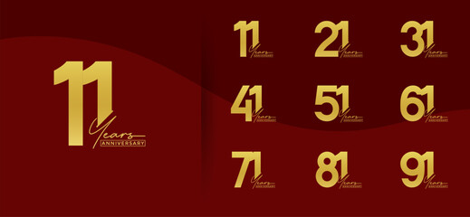 anniversary logo style set with gold color can be use for celebration moment