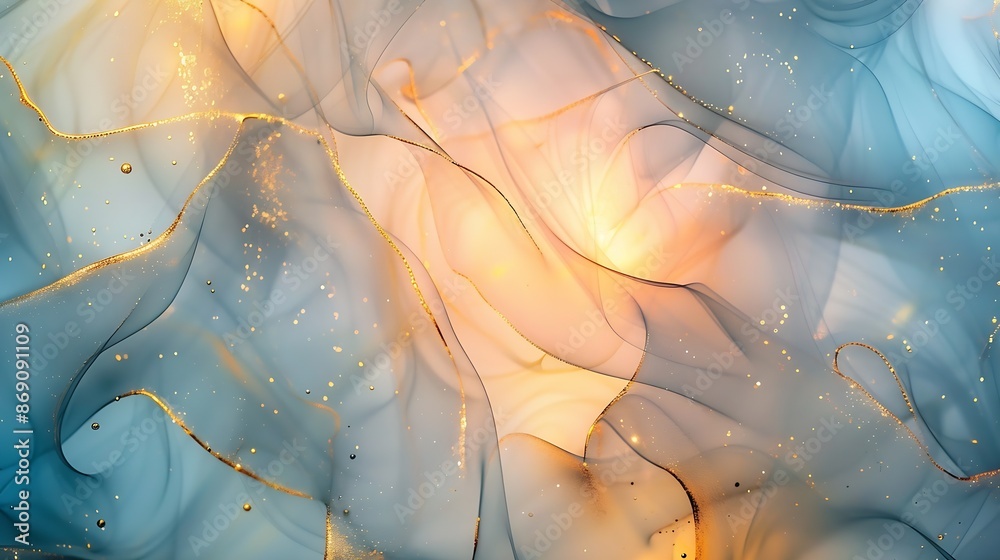 Aufkleber natural luxury abstract fluid art painting in alcohol ink technique tender and dreamy wallpaper mixt