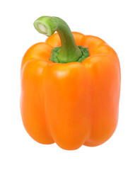 Fresh whole orange Bell pepper isolated, transparent PNG, PNG format, cut out