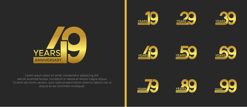 anniversary logo style set with golden color can be use for celebration moment