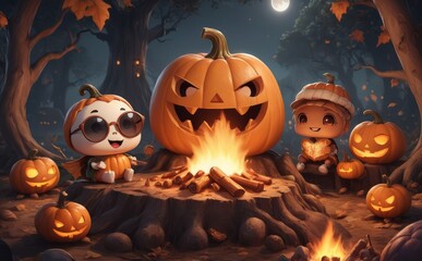 halloween jack o lantern with pumpkin