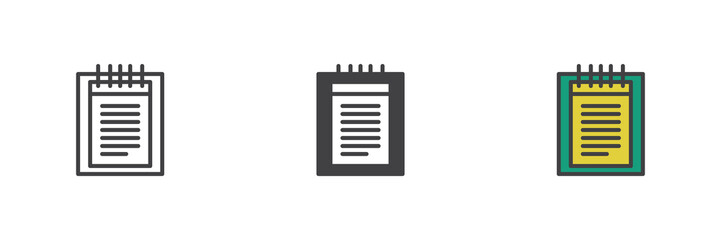 Paper Clipboard different style icon set