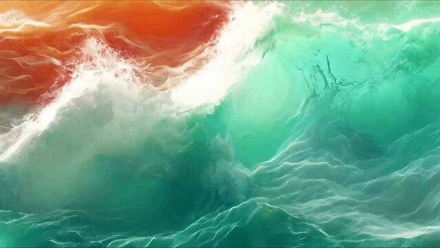 horizontal colorful abstract wave background. firebrick and light sea green colors. can be used as texture, background