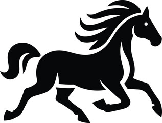 Running horse black silhouette. Vector illustration