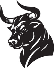 Angry bull silhouette icon. Vector illustration