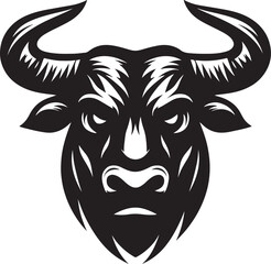 Angry bull silhouette icon. Vector illustration