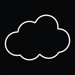 White Cloud Outline on Black Background