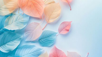 Abstract background with pastel leaves, ultra realistic photography