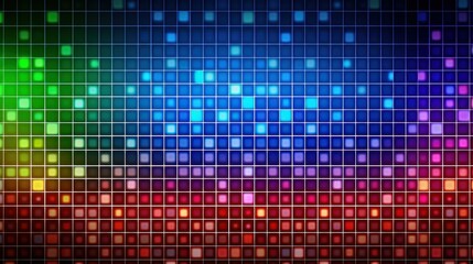 Neon rainbow pride mosaic symmetrical layout with vibrant colors  LGBTQ celebration background.