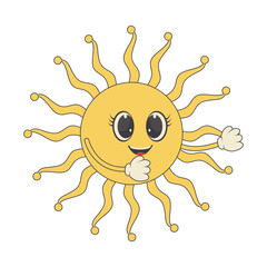 Groovy Hippie Psychedelic Character. 70s Vector Cartoon Illustration.