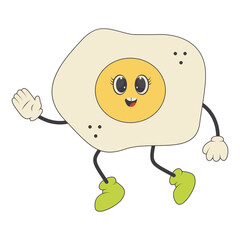 Groovy Hippie Psychedelic Character. 70s Vector Cartoon Illustration.