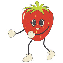 Fototapeta premium Groovy Hippie Psychedelic Character. 70s Vector Cartoon Illustration.