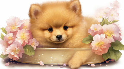 Professional pet grooming with adorable illustration for a single pet.