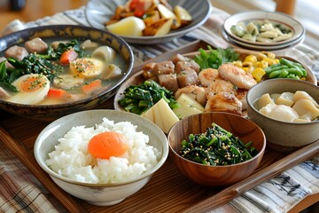 Japanese meal on a table