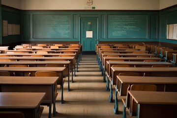 Empty Classroom With Desks