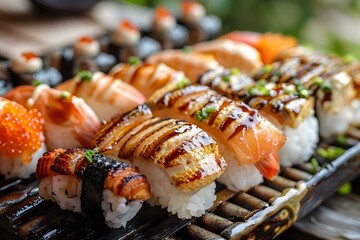A variety of sushi on a plate