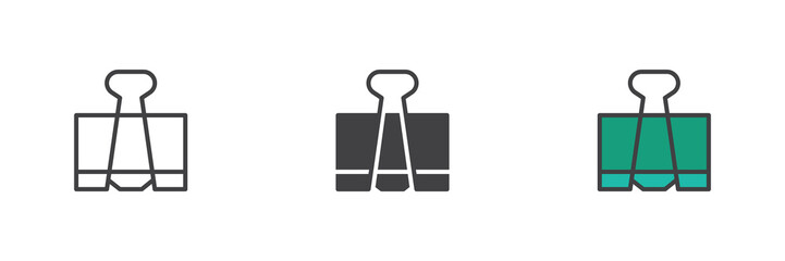 Binder clip different style icon set