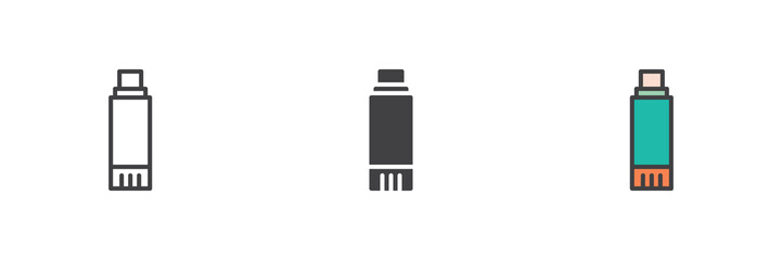 Glue stick different style icon set