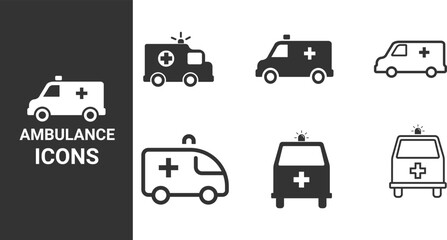 Ambulance vector icon set, ambulance service icon vector illustration © sejudesign