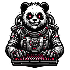 Epic Gaming Panda Astronaut: Futuristic Mascot Art for Gamers and Sci-Fi Fans