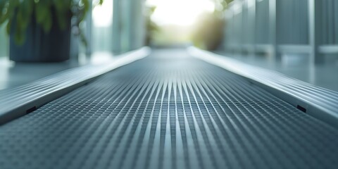 Obraz premium Modern indoor walking pad with advanced tech for futuristic home fitness. Concept Futuristic Fitness Equipment, Smart Home Gym, Indoor Walking Pad