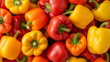 A close-up view of colorful bell peppers.