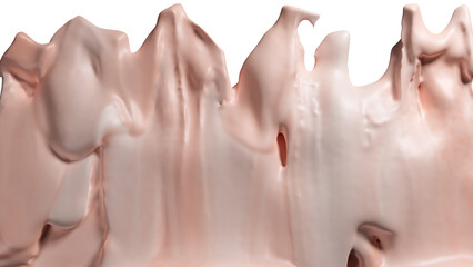 Fototapeta premium Wall of Cream with Peach colors pattern Melting and Flowing on a white background