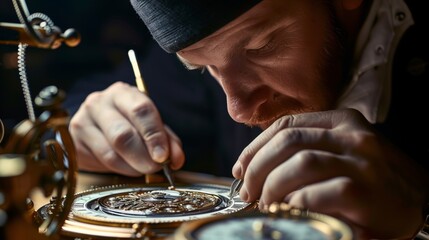 Journey through time as an engraver crafts a timepiece, detailing each component with stellar precision.