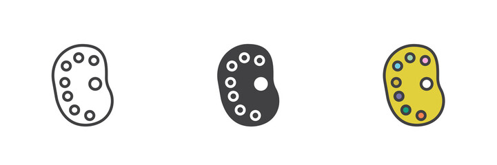 Paint palette different style icon set