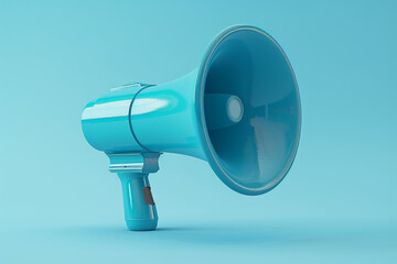 Blue Megaphone on a Light Blue Background