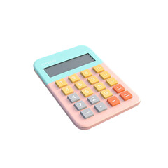 calculator in 3D style, isolated on white or transparent background cutout.