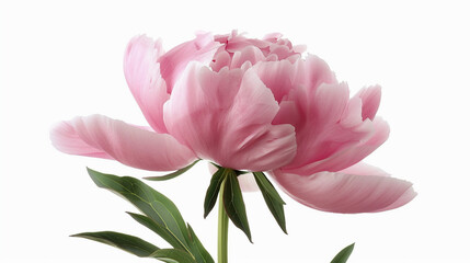 Naklejka premium Beautiful pink peony flower isolated on a white background, showcasing delicate petals and vibrant color. Perfect for floral enthusiasts, wedding decor, or nature photography