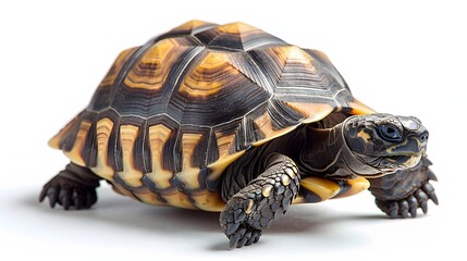 Hyper Detailed Hermann Tortoise on White Studio Background