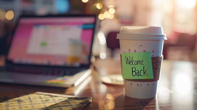 The coffee cup with greeting