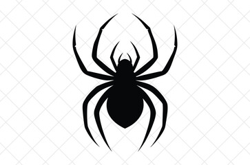 black and white spider silhouette, spider vector illustration, spider silhouette, Halloween silhouette isolated vector Illustration, png, spider icon