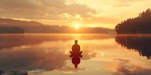 Psalm 4610 Be still and know that I am God displayed over tranquil lake at dawn. Concept Tranquil Lake, Inspirational Quote, Dawn, Psalm 46,10, Spiritual Reflection