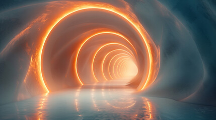 Obraz premium abstract background aisle with glowing circles 