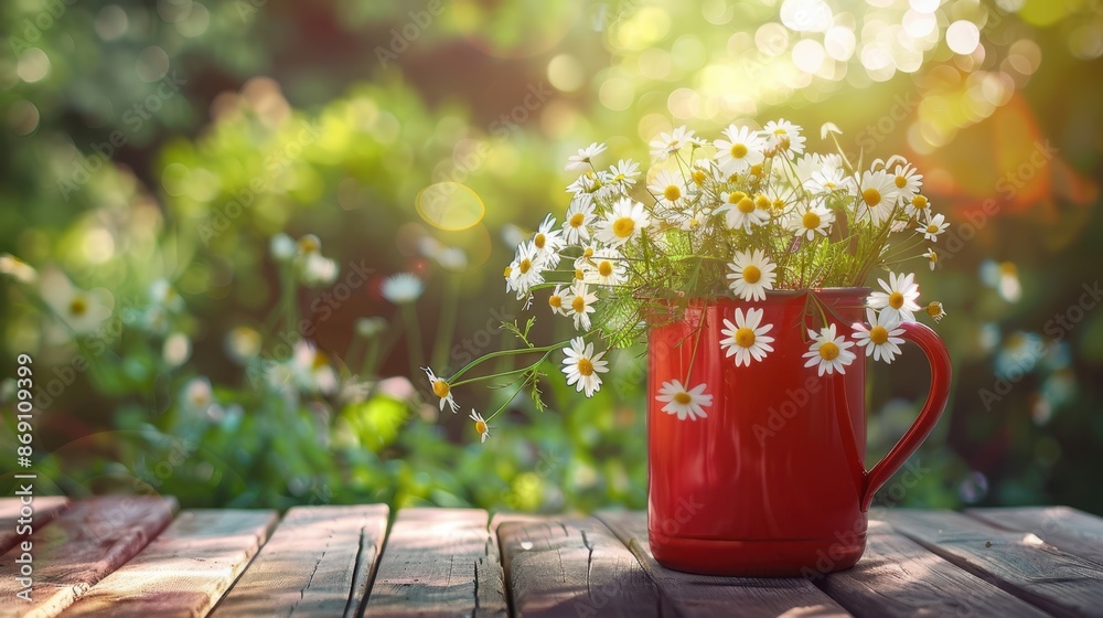 Sticker The daisies in red vase