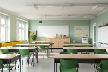 Empty Classroom Ready for Students