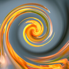 Spirale  Abstract graphic digital artwork. Orange  grey colors.
