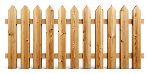 Wooden fence isolated on white background, Clipping path
