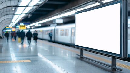 A blank billboard in a subway station