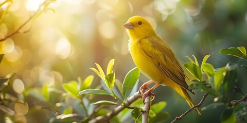 Brazilian wild bird Atlantic Canary is a small yellow passerine in finch family. Concept Animals, Birds, Wildlife, Brazil, Finch Family