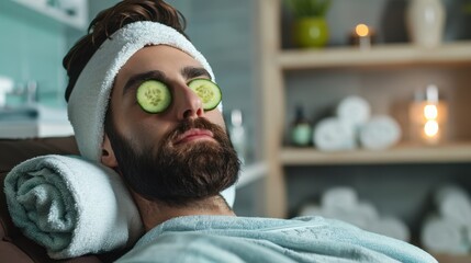 The man with cucumber slices