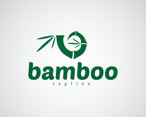 creative circular bamboo with leaves logo