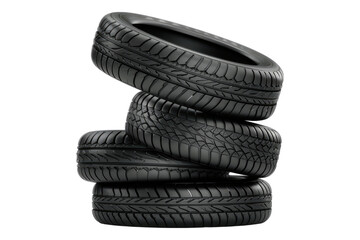 A stack of car tyers isolated on transparent background