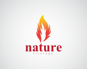 Abstract fire spreading in the shape of a leaf logo for natural gas and others