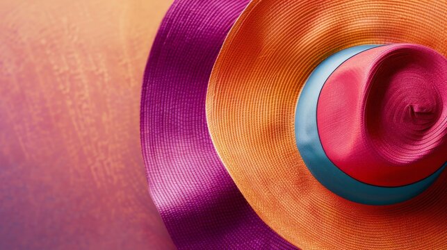 Colorful straw hats stacked on top of each other - Powered by Adobe